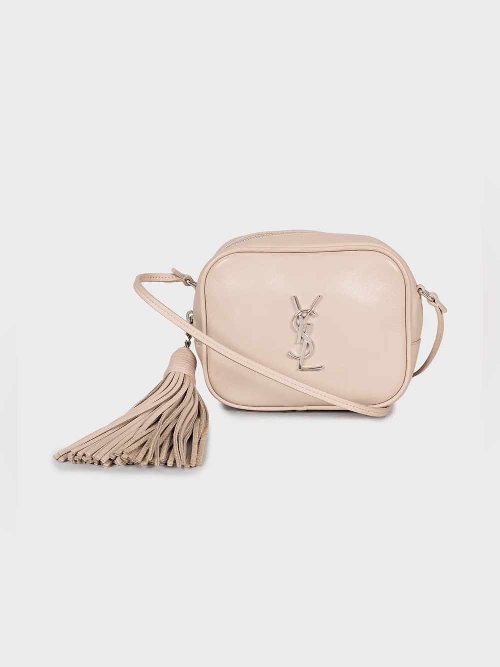 Saint Laurent Blush Beige Leather Lou Camera Bag with Tassel